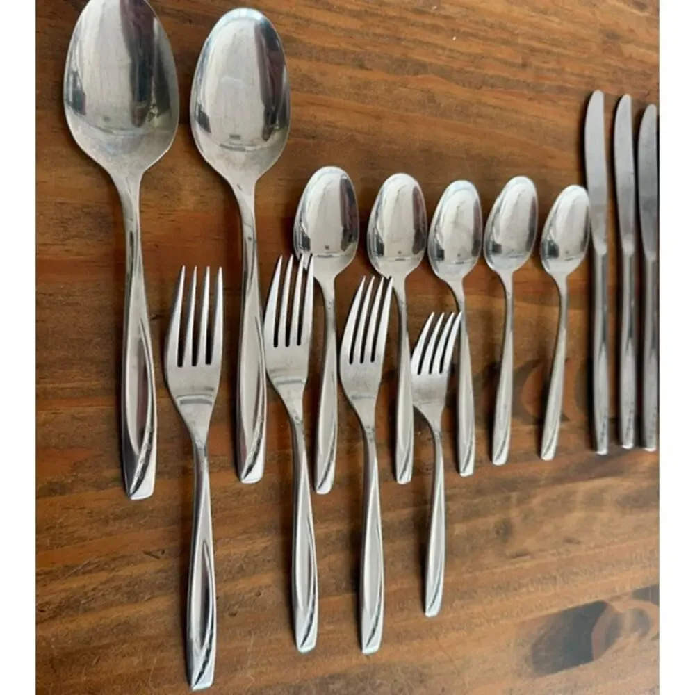 Vintage Rogers Cutlery Co Lawncrest Stainless Steel Mixed Flatware Lot MCM Retro